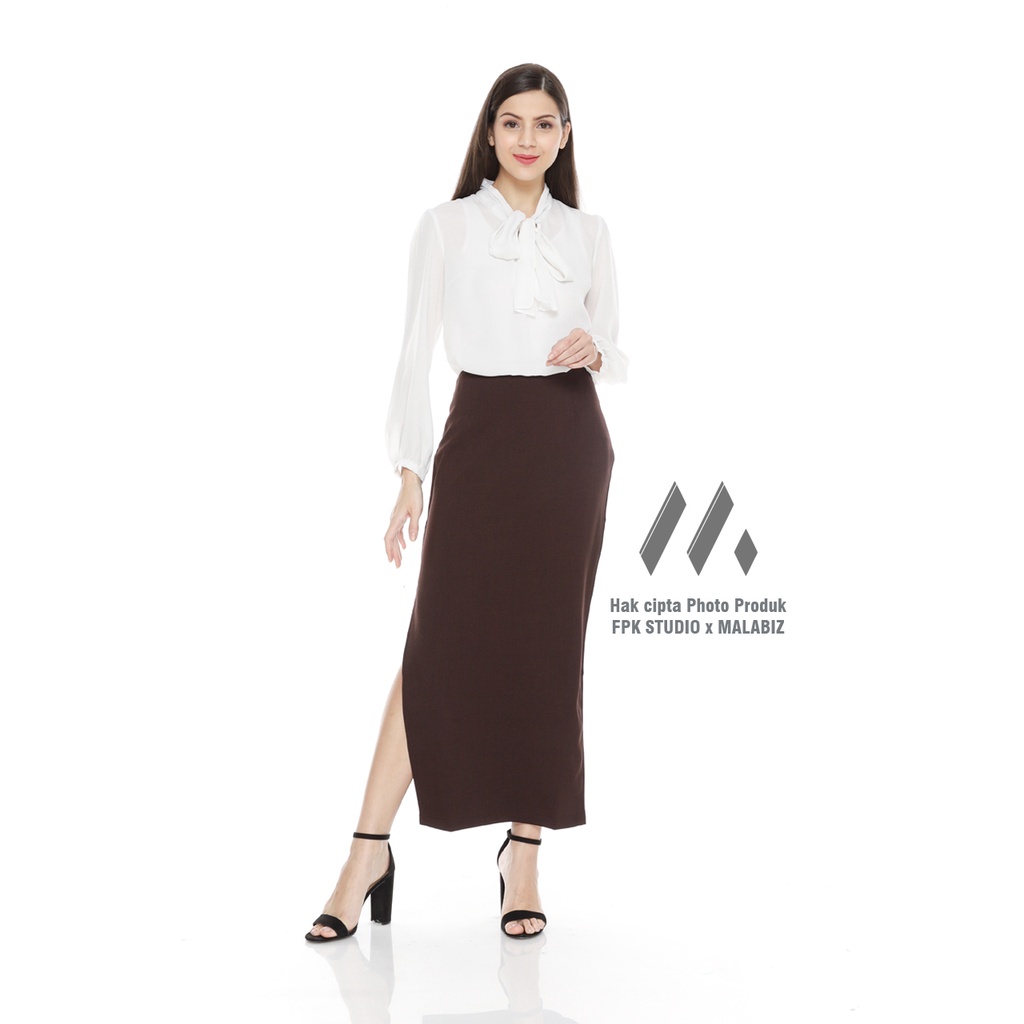 LEXA - Rok Kerja Wanita Rok Pesta Rok Sekertaris Sekretaris Rok Belah samping Rok Belah Rok Ola Ramlan Rok Malabiz Rok Panjang Belah Rok kantor belah Rok Kerja Cokelat Brown