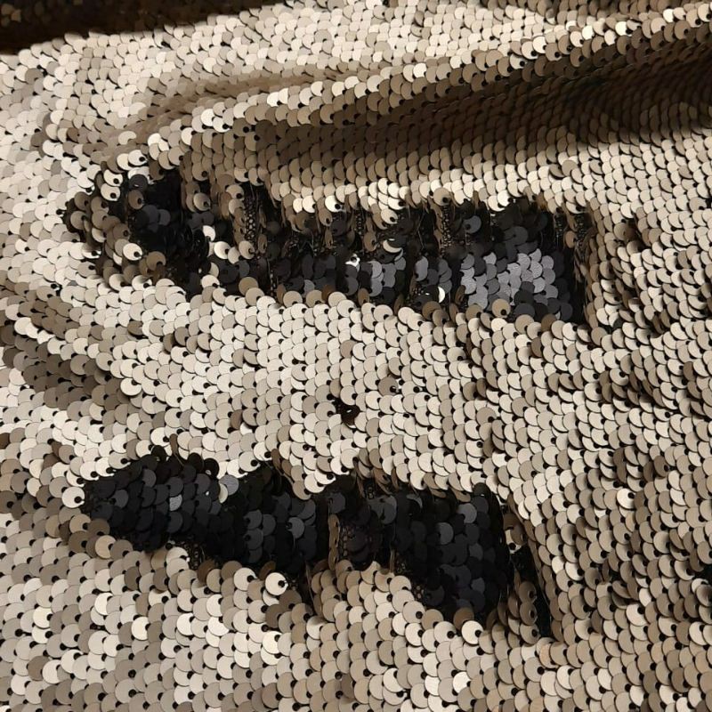 Background Vlogger/ Kaun Sequin Bolak Balik/ Black flip Gold/ Kain seribu payet/50x150cm