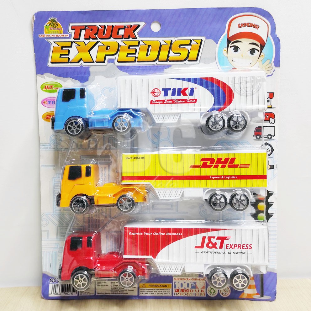 Truck Ekspedisi Tiki J&amp;T DHL Mainan Truk Container Pengangkut Barang