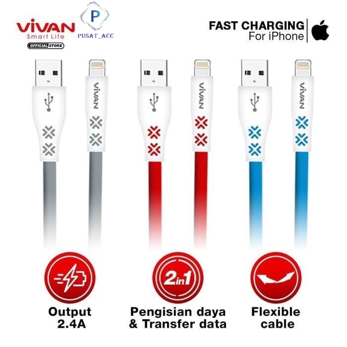 CTL 100Kabel Data Charger Vivan  Lightining 30 Pin