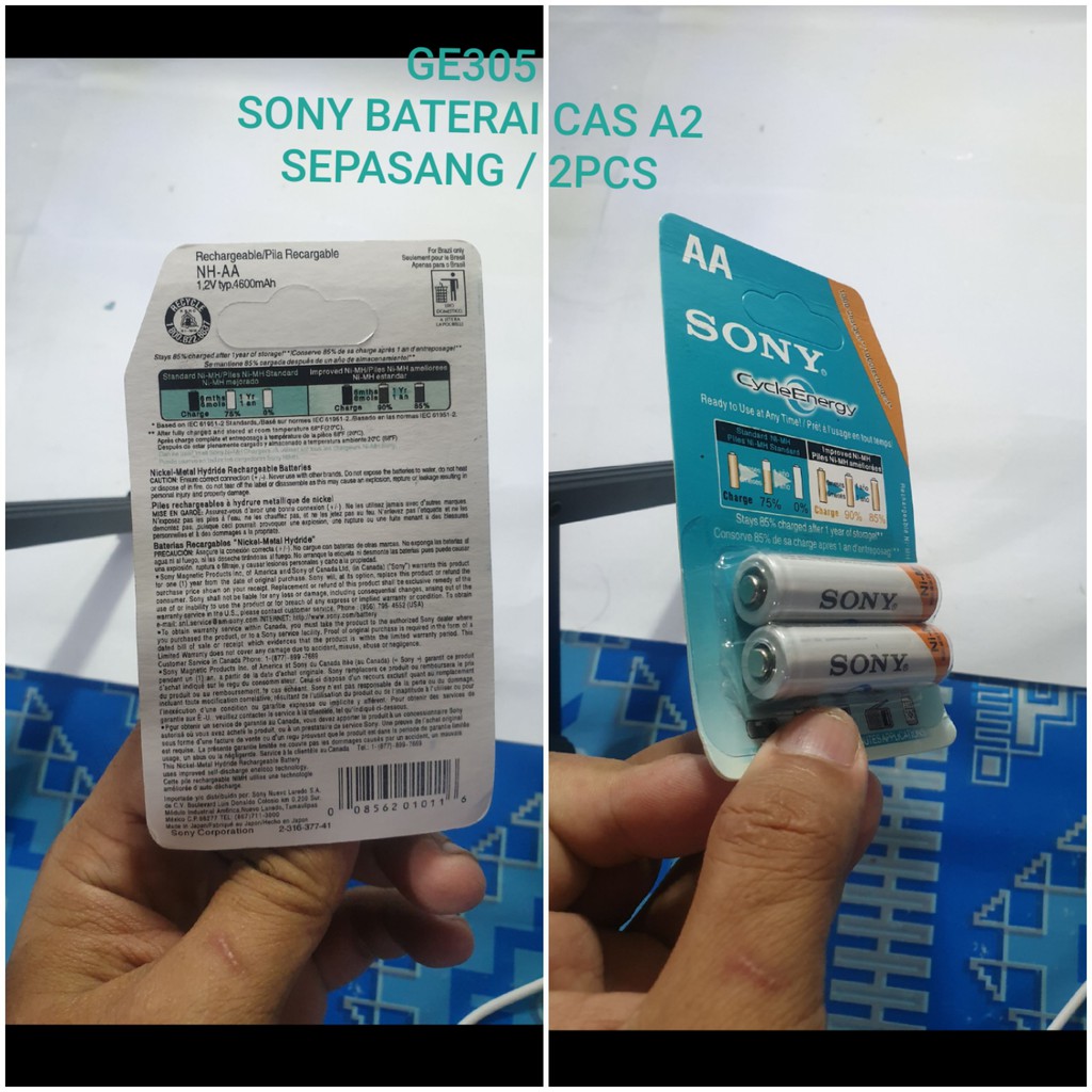 G305 Sony A2 AA baterai 1,2V volt battery batere cas casan charger charging Rechargeable Lithium batu baterry universal multi elektonik batery multifungsi charge Batteries batray mainan mic G305   BATERAI BISA GI GUNAKAN SEGALA ELEKTRONIK  Harga SEPASANG