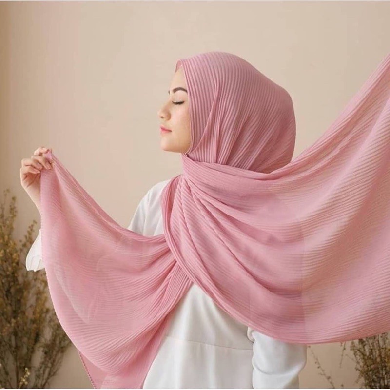 Pashmina Plisket Shawl Pleats Plisket Lidi Kecil - Kecil 180 x 75 cm