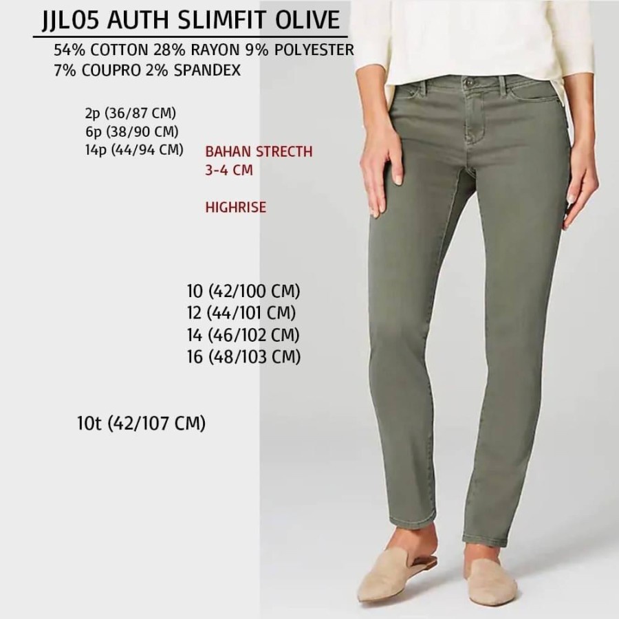 Celana Wanita Murah J.Jill 05 Auth Slimfit Olive