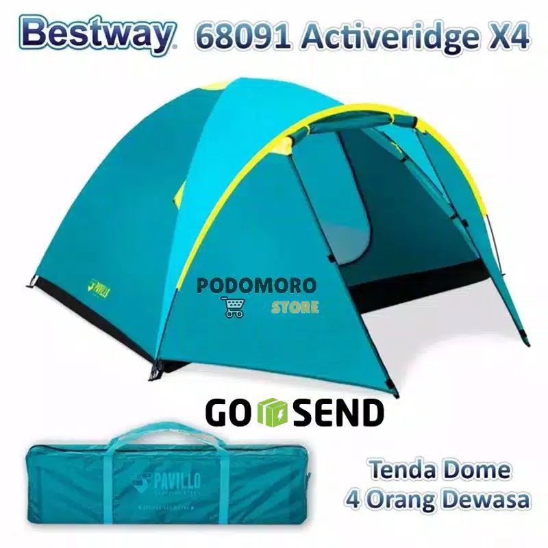 TENDA CAMPING BESTWAY 68091 PAVILLO ACTEVERIDGE 4 TENT DOUBLE LAYER 240 hijau