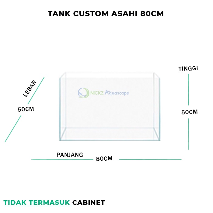 Aquarium Custom 80x50x50cm tebal 10mm Kaca Asahi Berkualitas