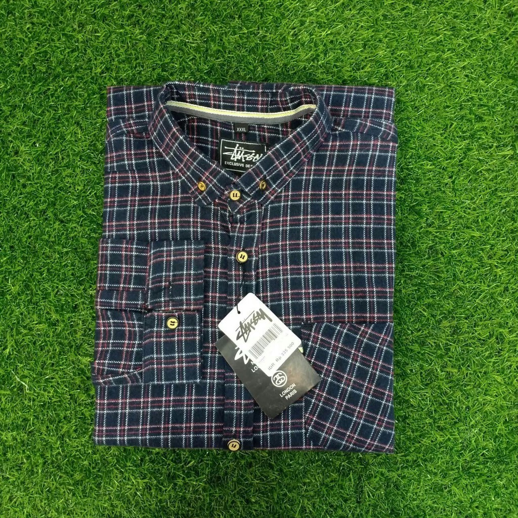 STUSSY KEMEJA FLANEL JUMBO DISTRO XXL & XXXL PRIA LENGAN PANJANG KEREN BRAND LOKAL