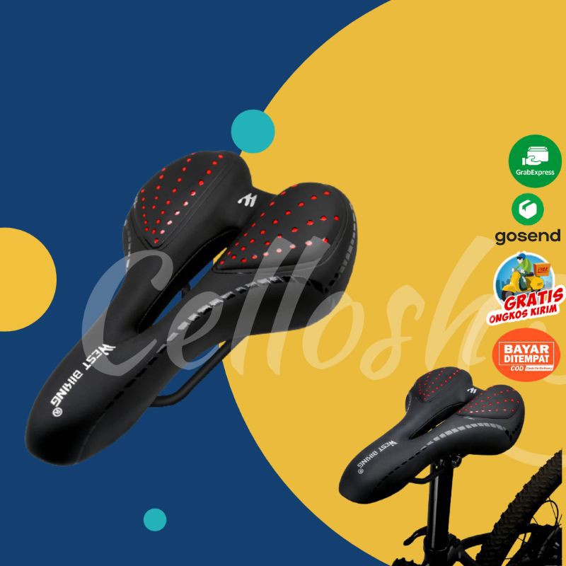 West Biking Jok Sadel Sepeda Empuk Bike Saddle Silicone Gel Cushion PU Leather