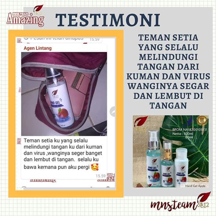 Hand Gel SR12 | Hand Gel Apple SR12 | Hand Spray Strawberry SR12 | Netto 60ml &amp; 100ml | Pembersih tangan SR12 Skincare | Hand Sanitizer