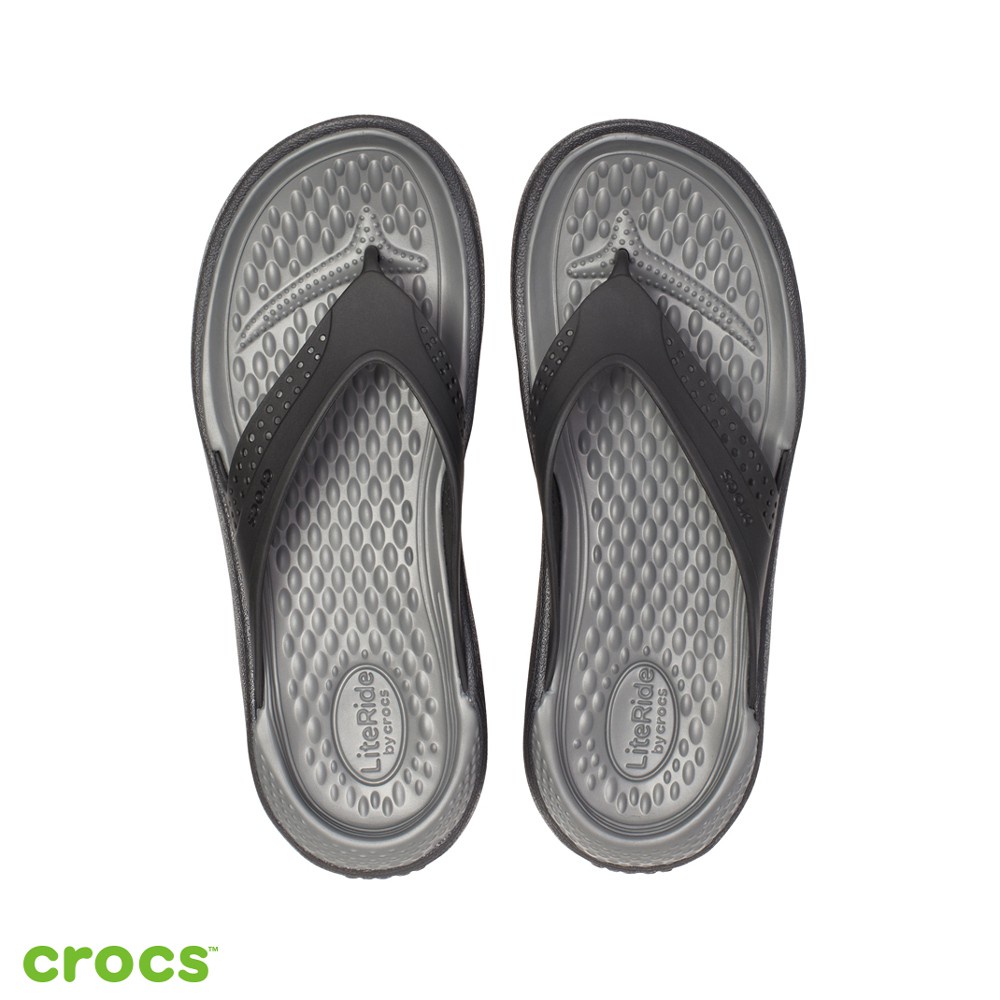 Crocs Literide Flip / Literide Jepit / Sandal Unisex / Sandal Pria / Sandal Wanita / Original - Black Gray  G205182-0DD