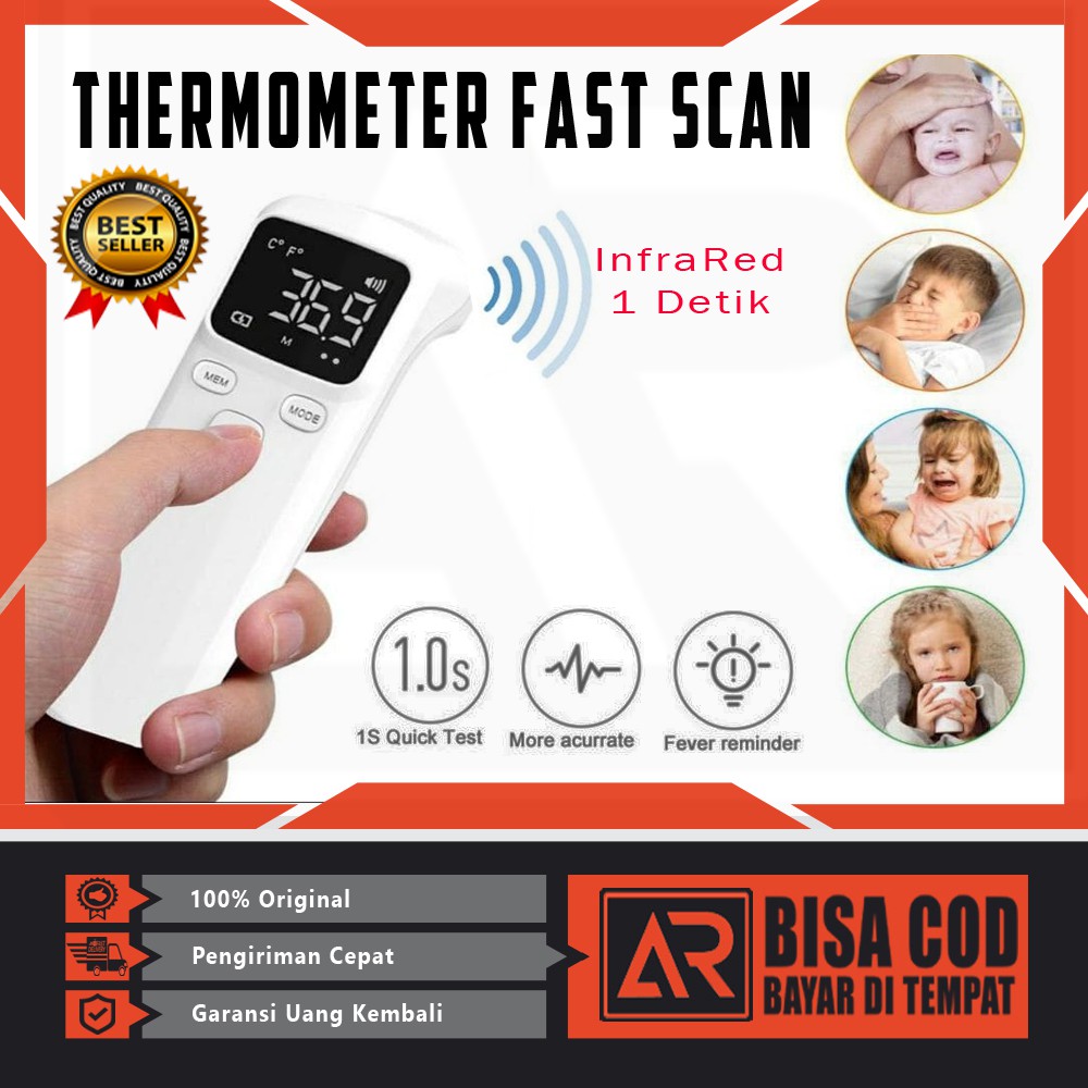 Termometer infrared Gun JK-A007 Fast Scan Thermometer Non Contact LED Screen New Model
