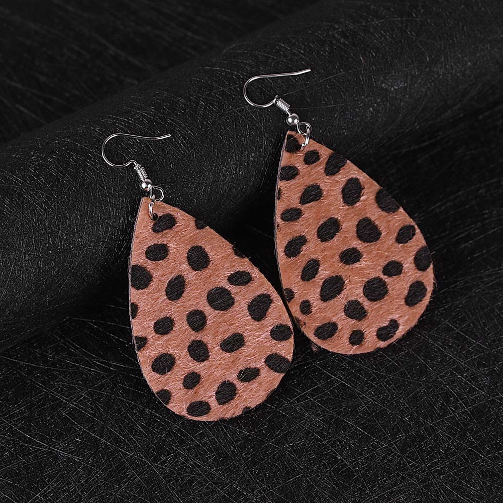 Hu Hu Hu Hu Hu Alat Bantu Pasang Kacamata♡ Anting Kait Gantung Wanita Bahan Kulit Imitasi Desain Print Leopardpolkadot Hollow Untuk Hadiah