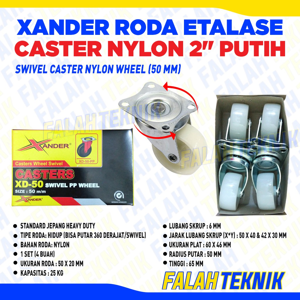 Promo Roda Etalase 2 Inch Roda Nilon 2 Inch Roda Caster 1 Set Isi 4 Pcs