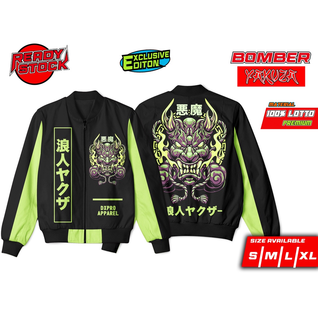 JAKET BOMBER TERBARU RACING PRO X YAKUZA GREEN DEMON