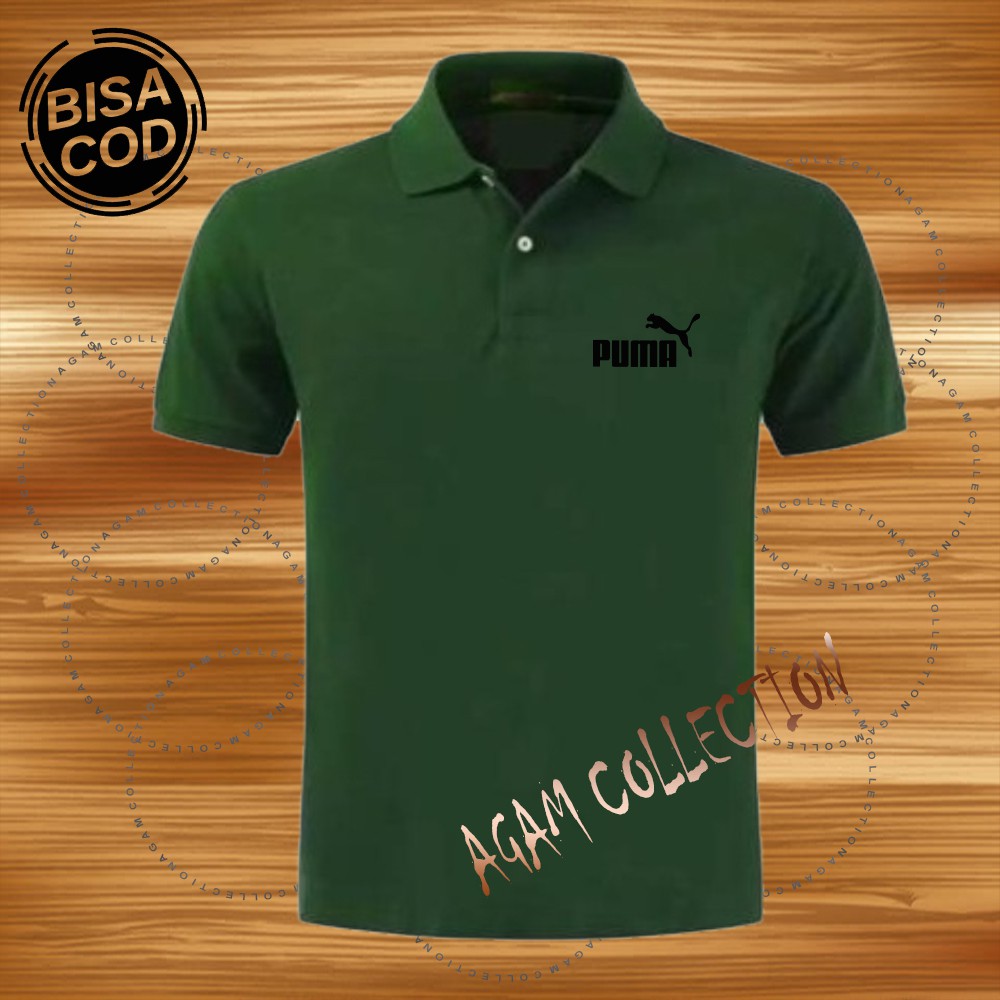 Agam Collection Baju Polo Kerah Distro Pum4 Text Hitam Lengan Pendek Premium Quality