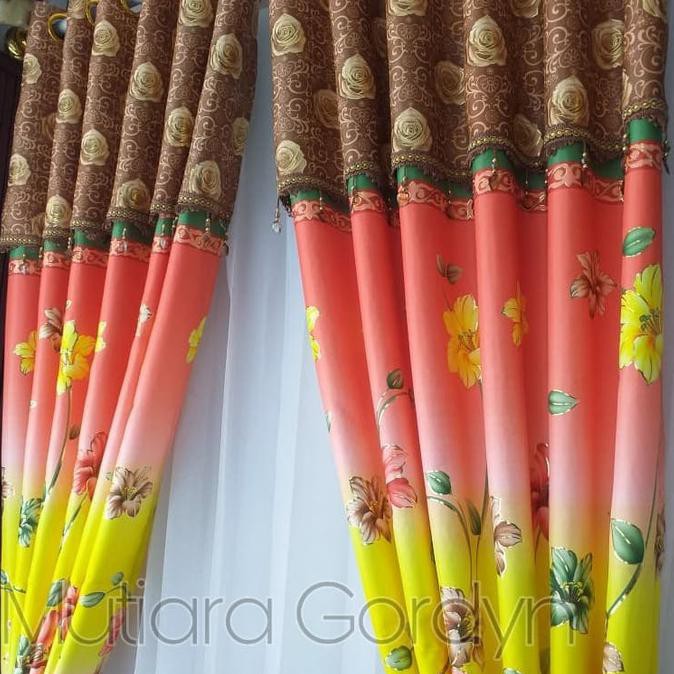 Gorden Blackout Poni Lurus Flower Coklat Valleyolshop