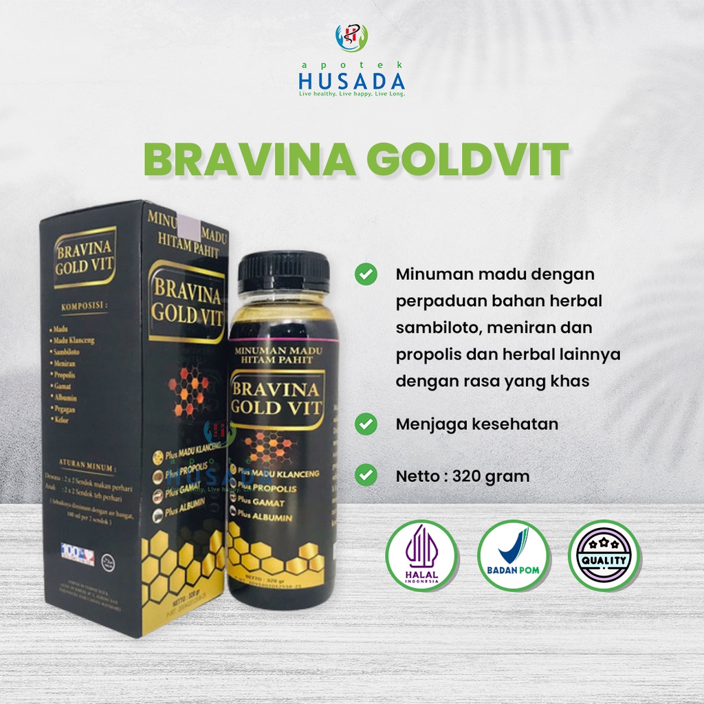 

Minuman Madu Hitam Pahit Bravina Gold Vit Vitamin Obat Herbal Alami Atasi Demam Tinggi DBD Batuk Pilek Flu Typus Tipes Diabetes Diabet Gula Darah Kencing Manis Asma Sesak Nafas Peningkat Daya Tahan Tubuh Imun Imunitas Booster 100% Resmi BPOM Halal MUI