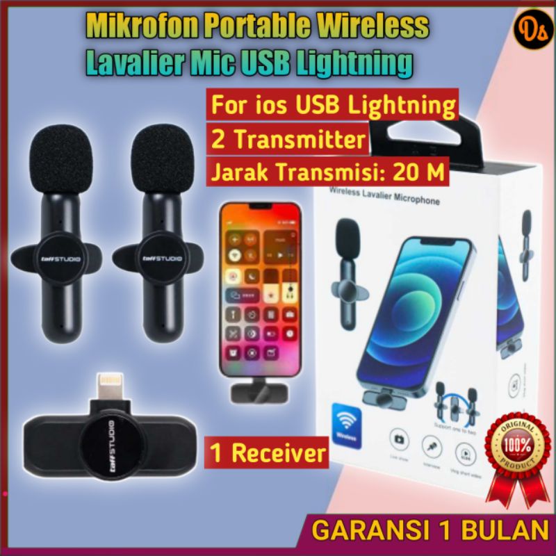 PROMO ORIGINAL Mic HP Mikrofon Portable Wireless Lavalier Mic USB Lightning Mic external hp   TaffSTUDIO 7CSK0DBK