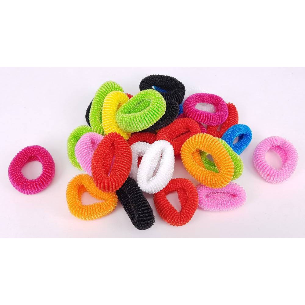 Ikat Rambut Donat Kilap Rajut Tebal Bahan Nylon Kunciran Ponytail Karet Rambut Sporty Warna Warni-2