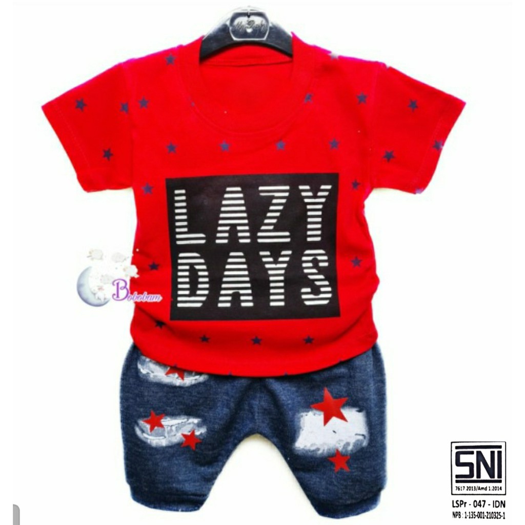 ECER BOBOBAM BAYI LAZY DAY ANAK LAKI-LAKI / SETELAN ANAK HARGA GROSIR