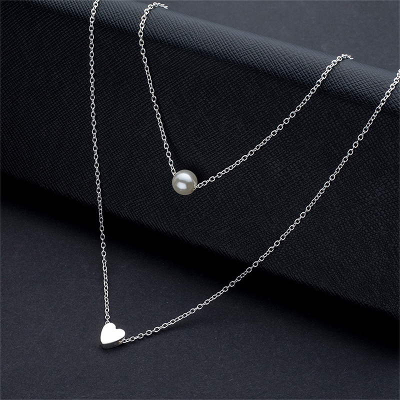 COD❤Kalung Mutiara Ganda Sederhana Rantai Klavikula Pendek Multilayer Kalung Hadiah Ulang Tahun Wanita