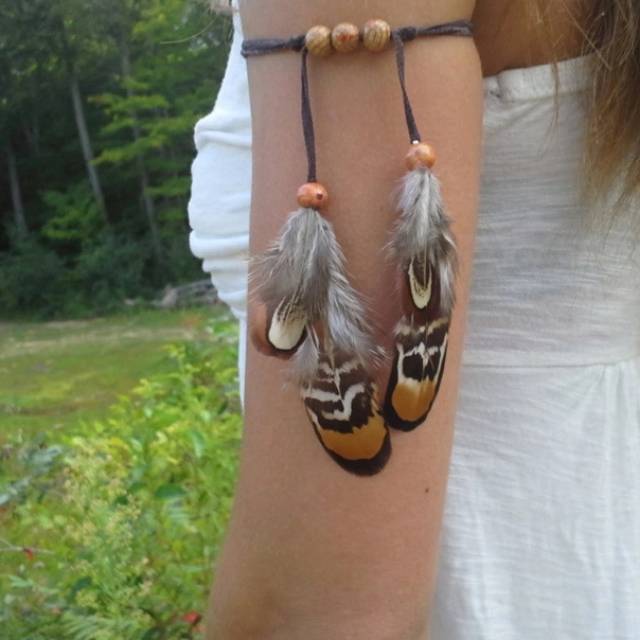 Gelang Bohemian Boho Ikat Tangan Bulu Indian