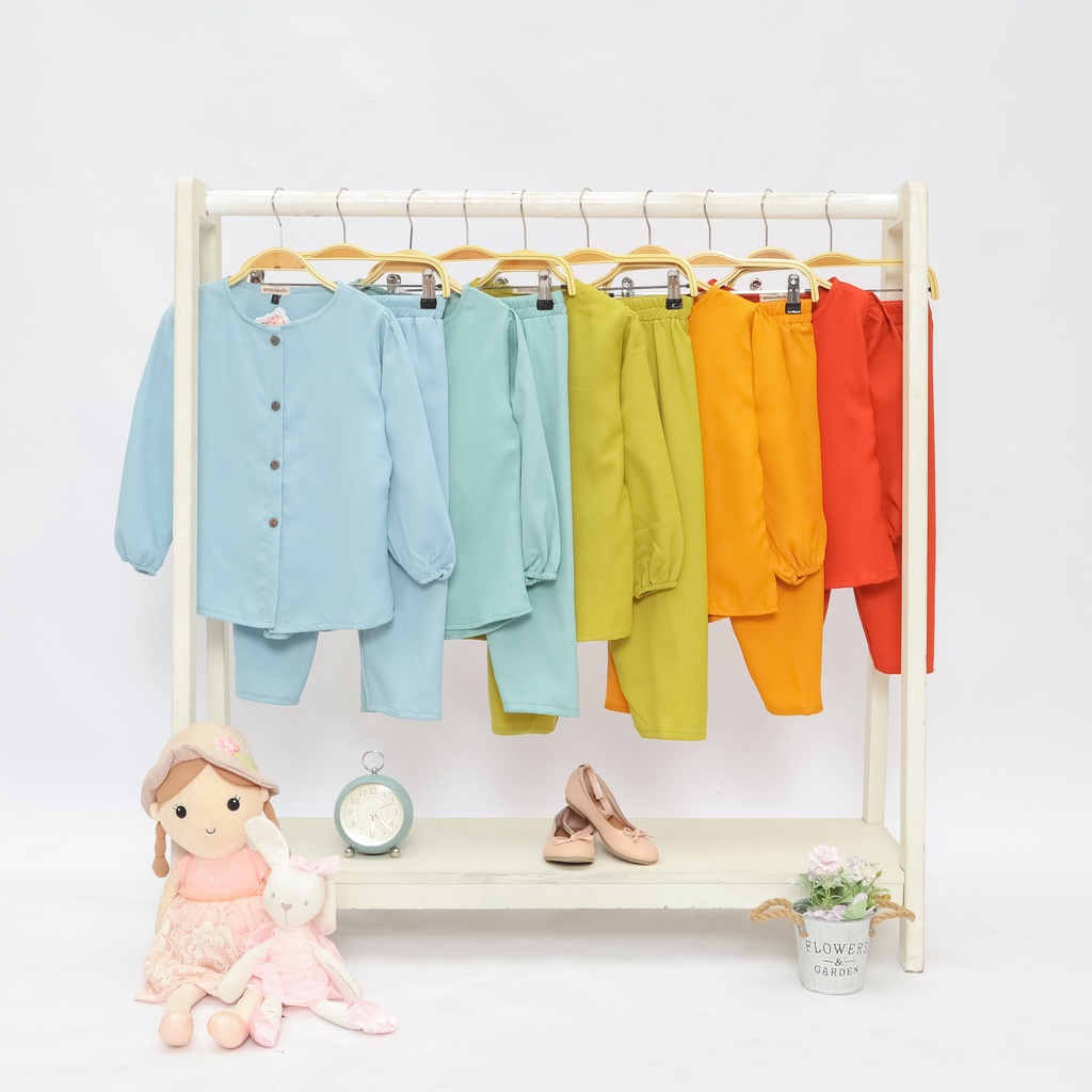 (ONE SET) One Set Anak Perempuan Rayon Baju One Set Anak Setelan Baju Muslim Anak Perempuan Import