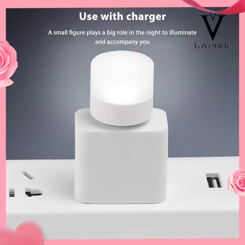 [COD]USB Plug Lamp Komputer Ponsel Lampu Pengisian Daya LED Pelindung Mata Lampu Baca Lampu Malam Bulat Kecil-FA