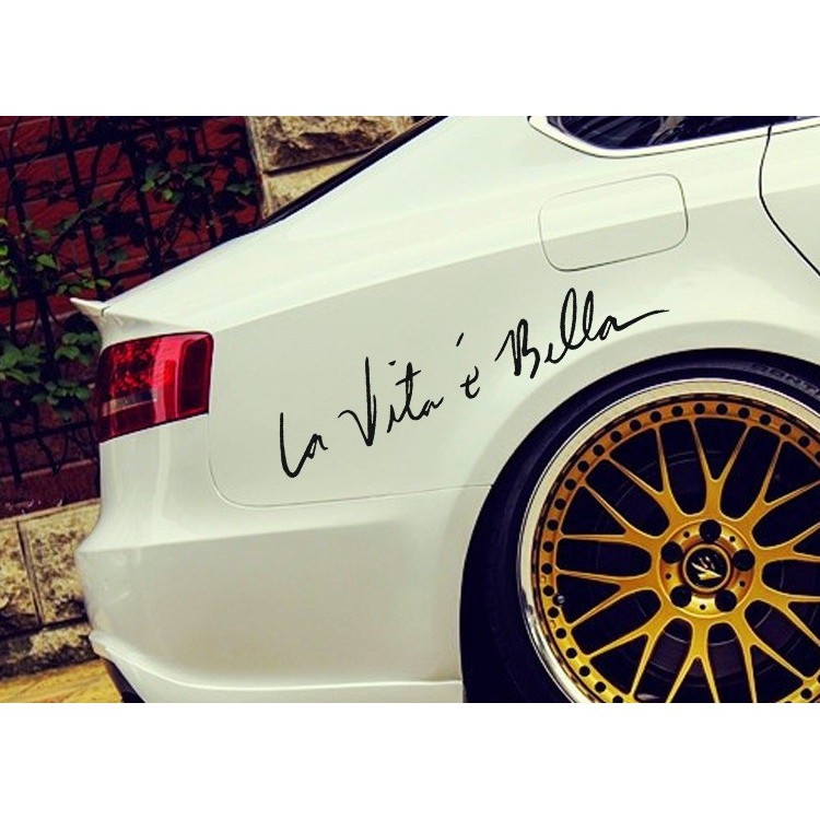 Tempelan Stiker Mobil Motor La Vita e bella / Life is Beautiful Kualitas Import