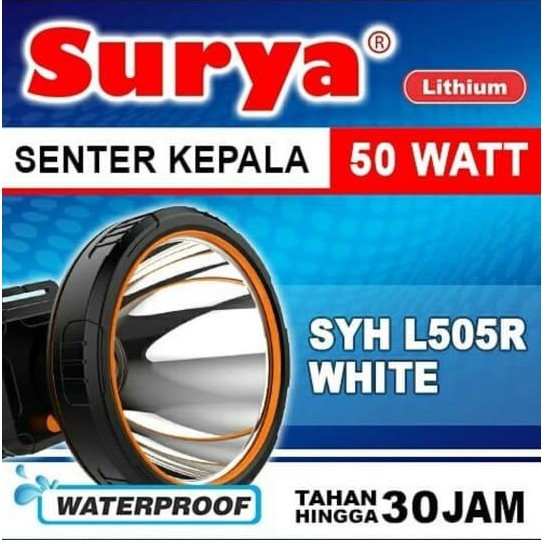 Surya Senter Kepala Lampu Lithium LED SYH L505R 50 Watt