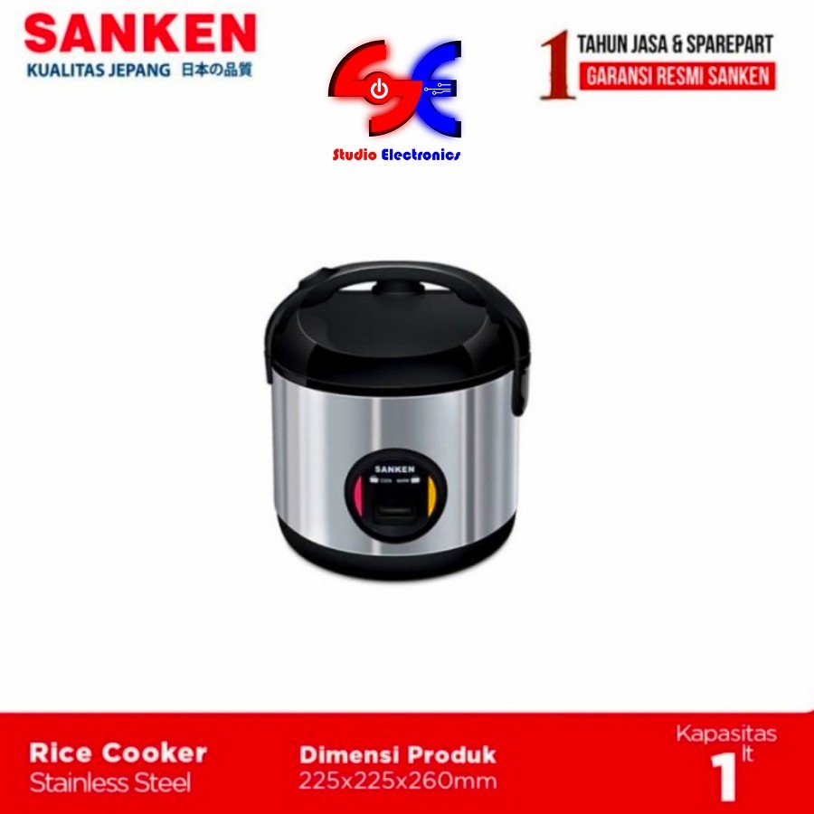 Rice Cooker Sanken Stainless Steel 1 Liter Magic Com Anti Gores