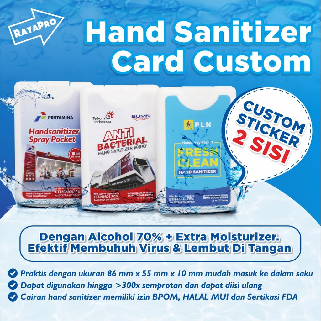 HAND SANITIZER CUSTOM - Handsanitizer Card Pocket Spray Alcohol 70%