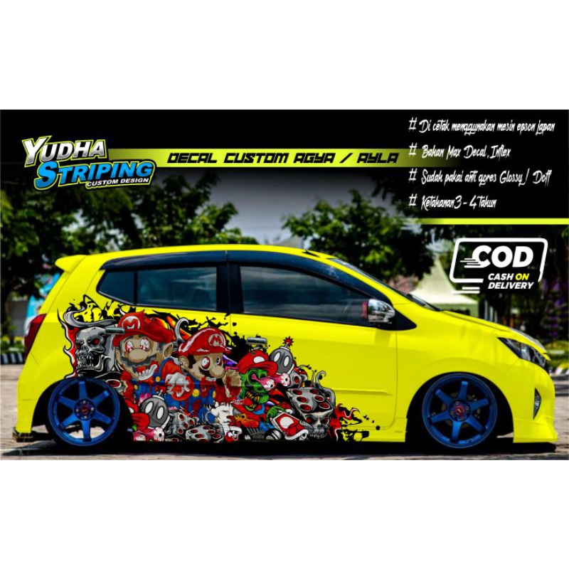 STICKER VARIASI / DECAL VARIASI MOBIL AGYA, AYLA, JAZZ, BRIO, DLL / STIKER ANIME MONSTER