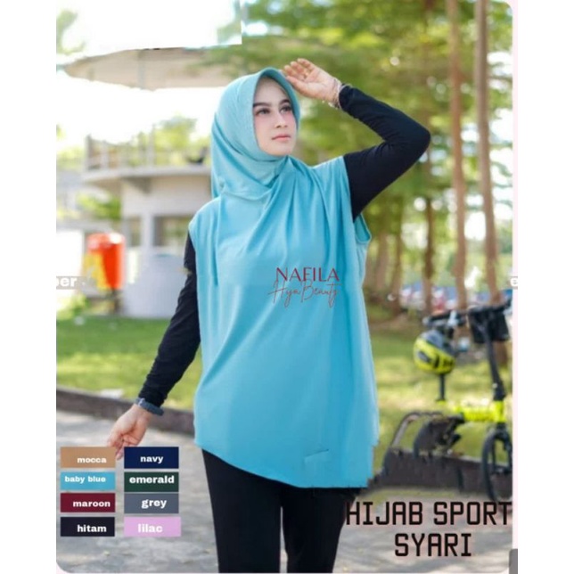 Hijab Olahraga Muslimah Syari Jumbo Menutup Dada dan Perut Bahan Jersey Adem nyaman Jilbab Sporty-3