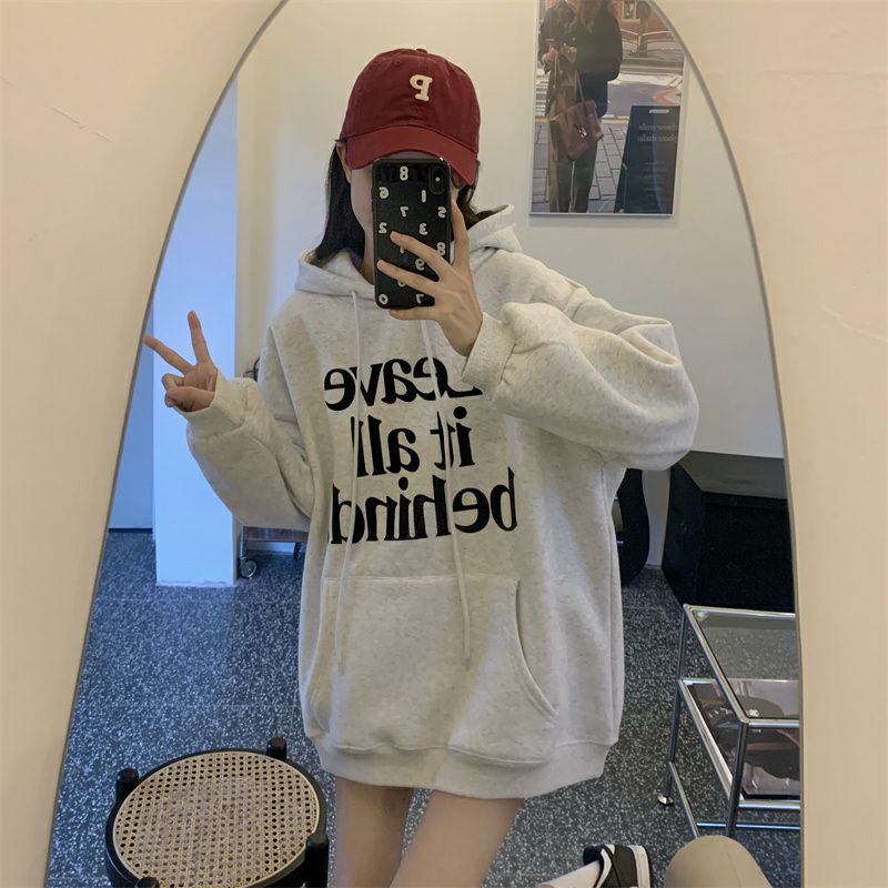 Hoodie Korean Style (S - 6XL) LEAVE IT ALL BEHIND Jaket Sweatshirts Unisex Fleece BIGSIZE OVERSIZE JUMBO