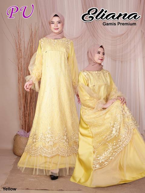 Eliana Maxy, GAMIS MUSLIM CANTIK MURAH FIT XL LD 102 BAHAN MAXMARA VELVET MIX TILE BORDIR TERMURAH