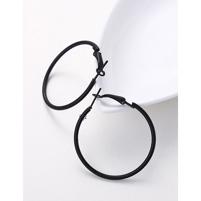 LRC Anting Hoops Fashion Round Shape Decorated Earrings 4cm