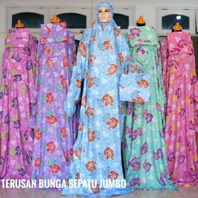 Grosir aneka motif mukena terusan rayon jumbo murah isi 5pcs