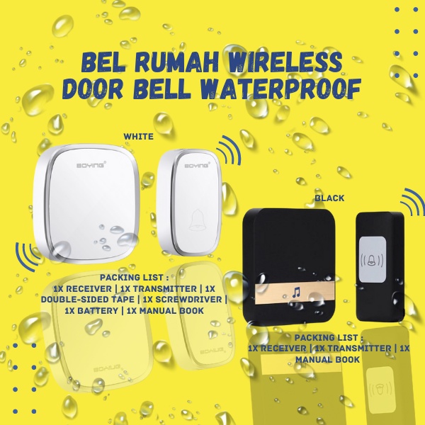 Bel Rumah Wireless Door Bell Waterproof Pintu 1 Receiver [READY STOCK bell rumah doorbell bell pintu