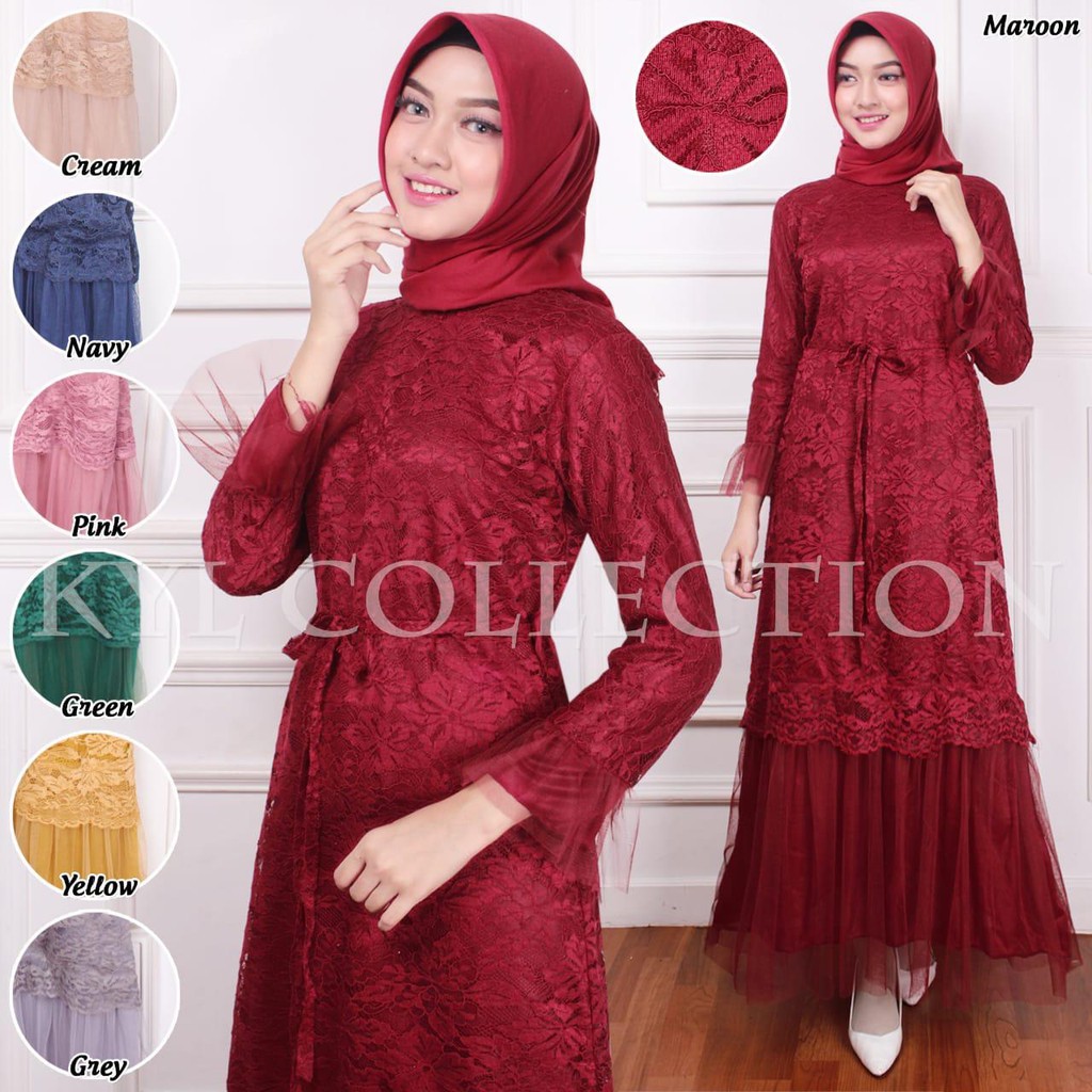 GAMIS MAXI DRESS BRUKAT GAMIS BROKAT MODERN MEWAH GAMIS WANITA TERBARU 2021 KEKINIAN GAMIS UNDANGAN