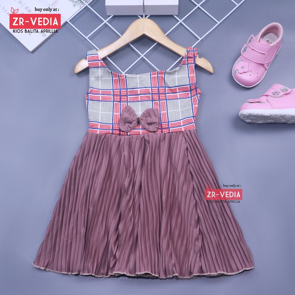 Dress Riani uk Bayi 3-12 Bulan / Baju Kensi Anak Perempuan Tanktop Pakaian Plisket Gaun Import Adem