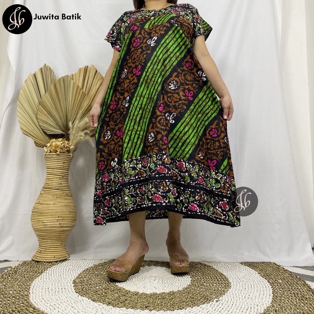 Juwita Batik - Daster Payung Busui Kancing Dada Bahan Rayon Printing ( Bisa Pilih Motif )