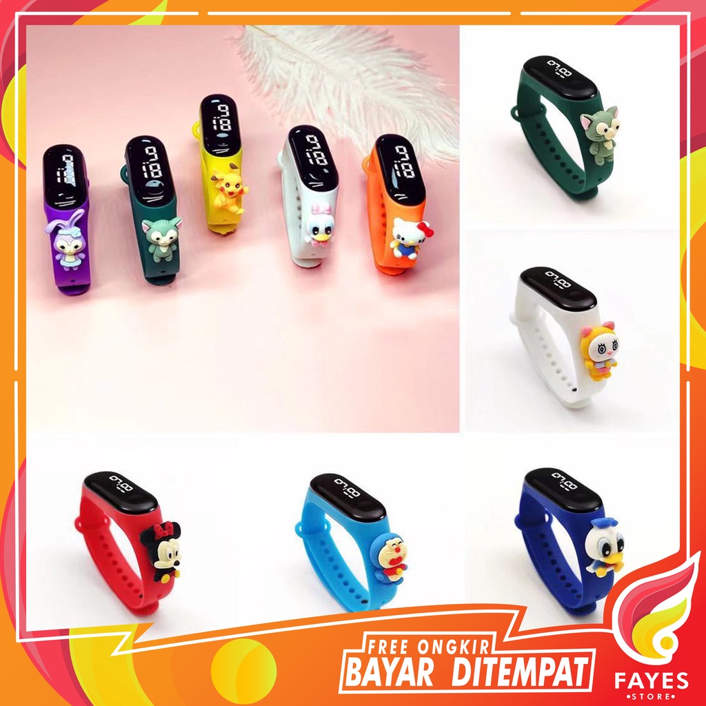 ☮FAYES☮ Jam Tangan Elektronik Led Waterproof Motif Untuk Anak Karakter Import Cod Murah JT06
