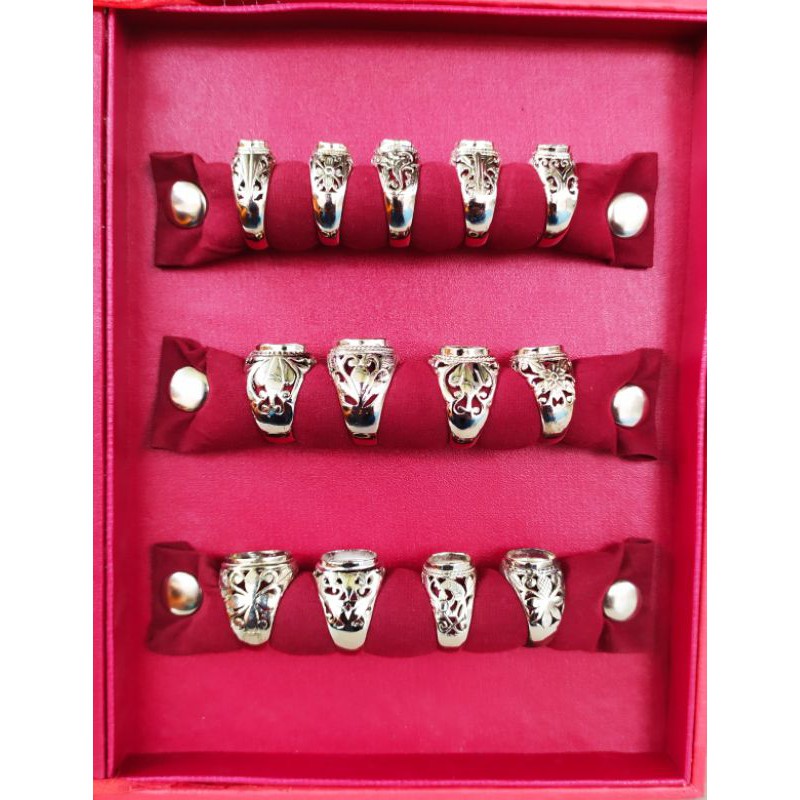 cincin akik alpaka kerawang motif perak handmade grosir 1kodi