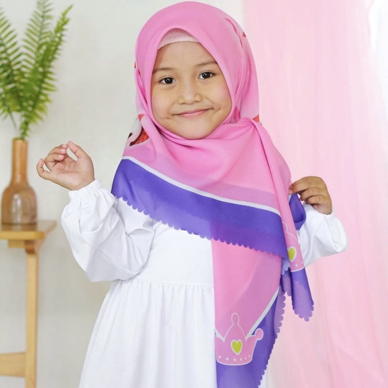 VOAL PRINTING ANAK MOTIF QUEEN / HIJAB ANAK LUCU / JILBAB ANAK KARAKTER KARTUN / KKERUDUNG ANAK