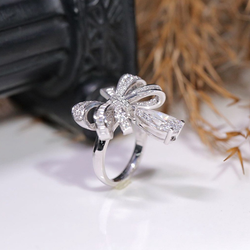 Fancyqube Cincin Wanita Bahan Sterling Silver 925 100% Hias Berlian Bentuk Tetesan Air Untuk Pesta Pernikahan