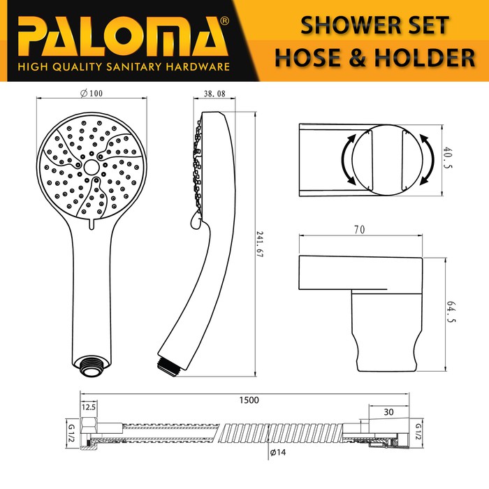 PALOMA FCBZ 6176 SSP 2401 Paket Keran Cabang Shower Set Mandi Kran Air