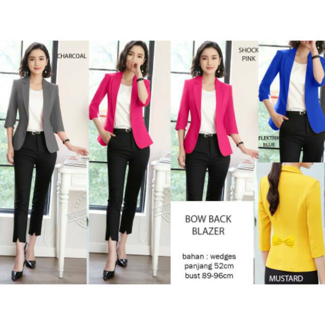 Bow back blazer pita putih hitam 7per8 warna  blazer kerja wanita blazer kantor