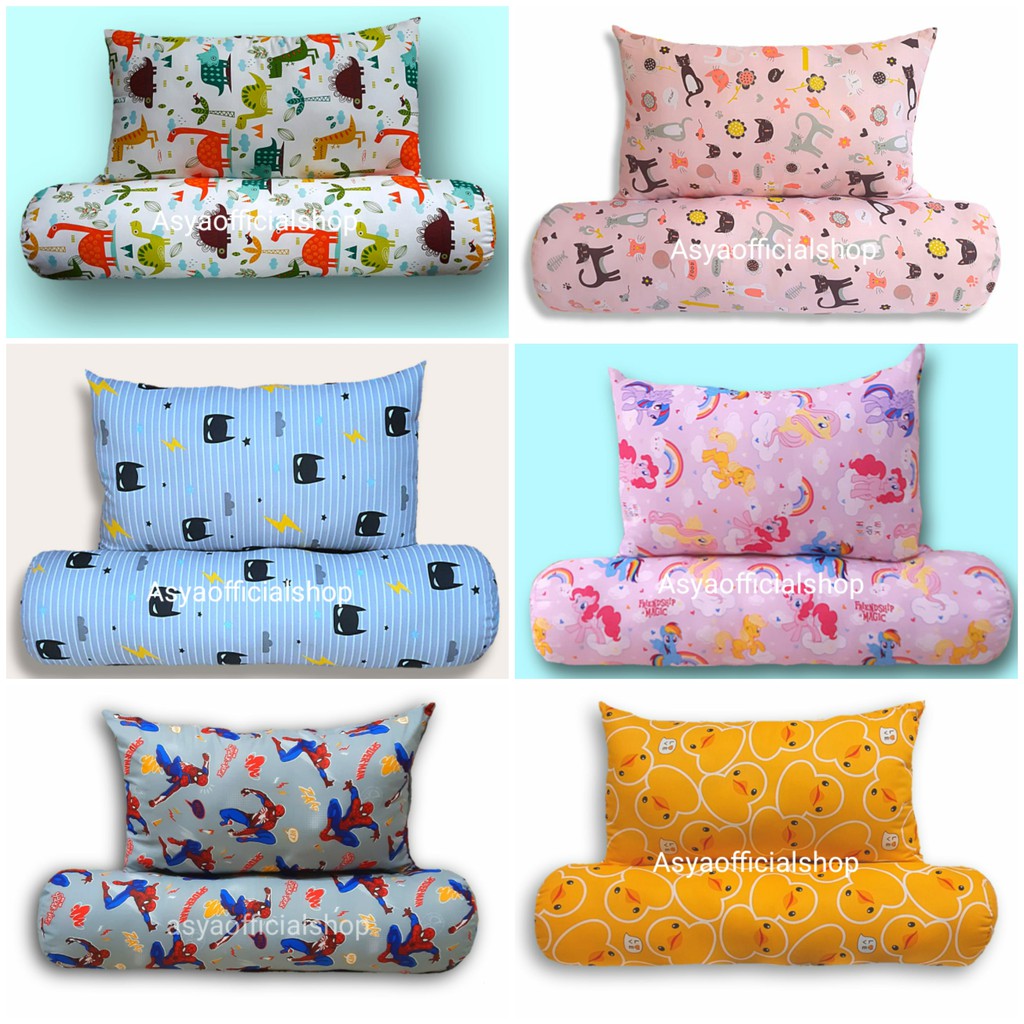 Set Bantal Guling Anak Karakter Motif Cewek Cowok Untuk Umur 1 - 8 Tahun