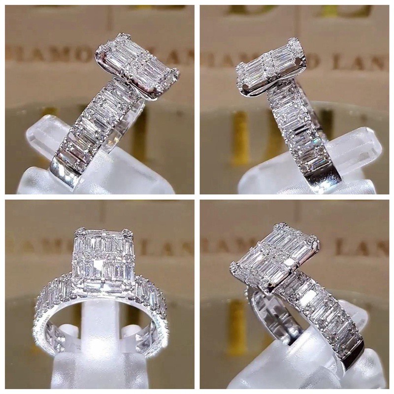 Cincin Wanita Bahan Sterling Silver Hias Zamrud Kubik Zirconia Untuk Pernikahan