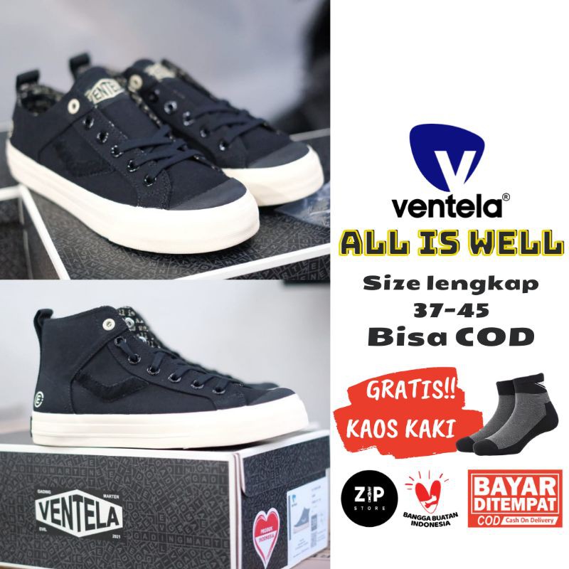 SEPATU VENTELA EVIL ALL IS WELL BLACK LOW HIGH ORIGINAL SNEAKER VENTELA X EVIL X GADING MARTEEN MURA